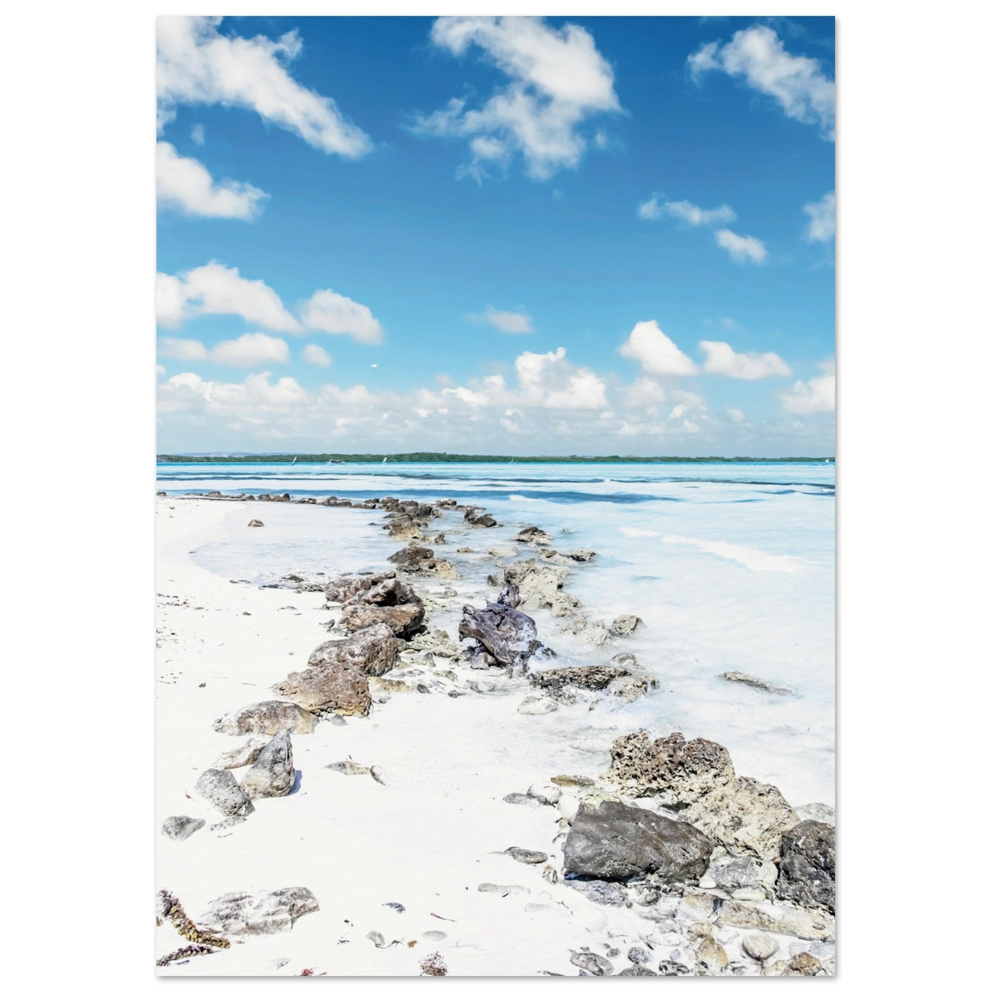 A Caribbean Sandy White Beach Poster 21x29.7 cm 8x12" No Border