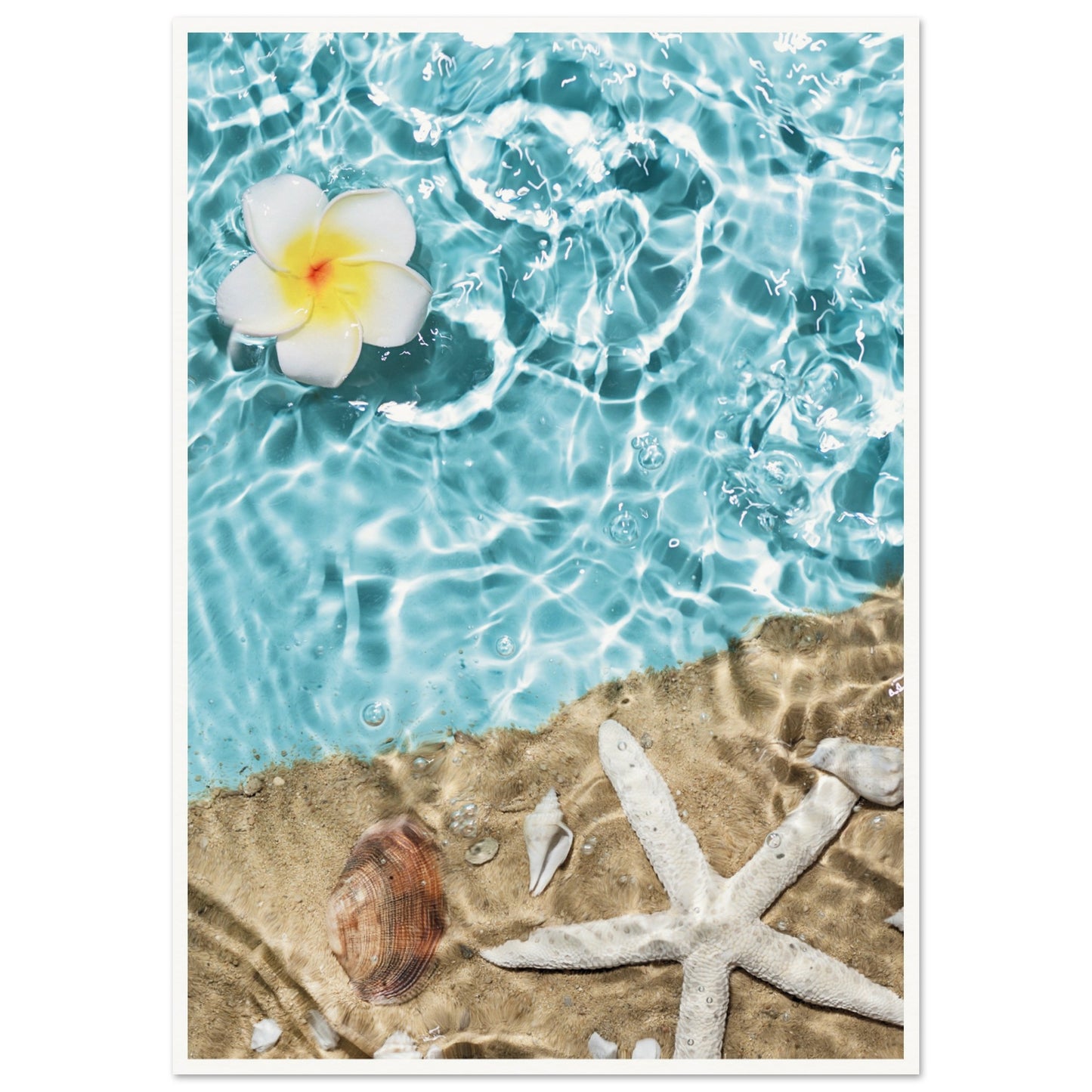 Summer Pool Floral Poster A1 (59.4 x 84.1 cm) Border