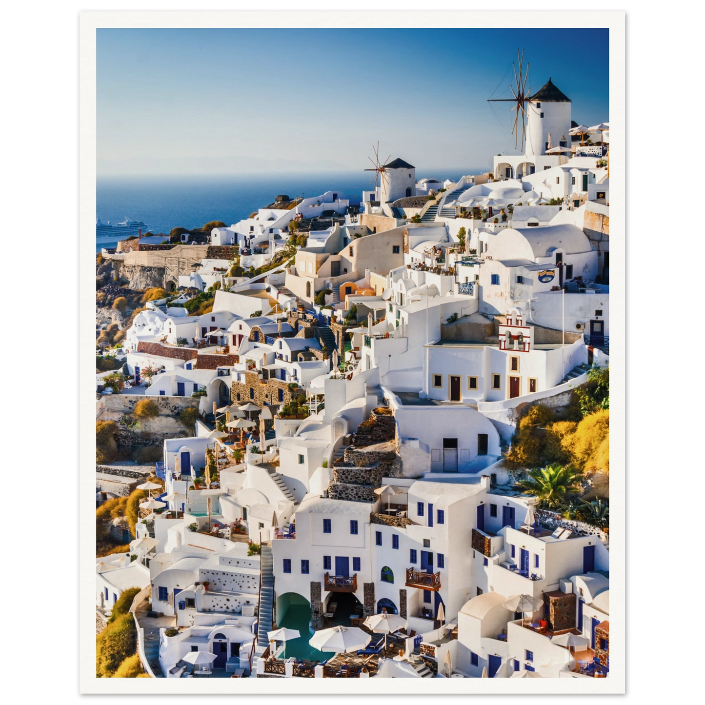 Whitewashed Building of Mykonos Poster 40x50 cm 16x20″ Border