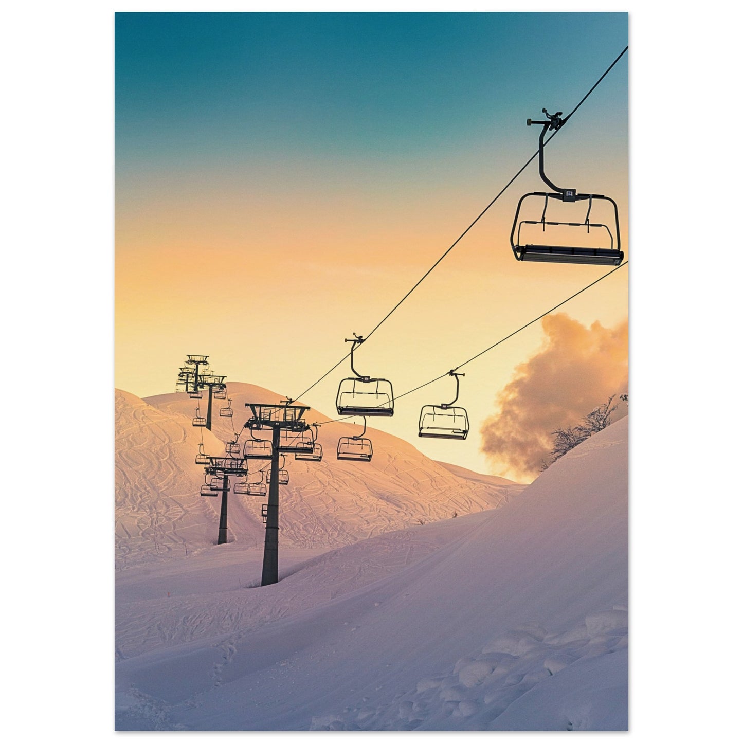Golden Sunrise Ski Slovenia Poster 50x70 cm 20x28″ No Border