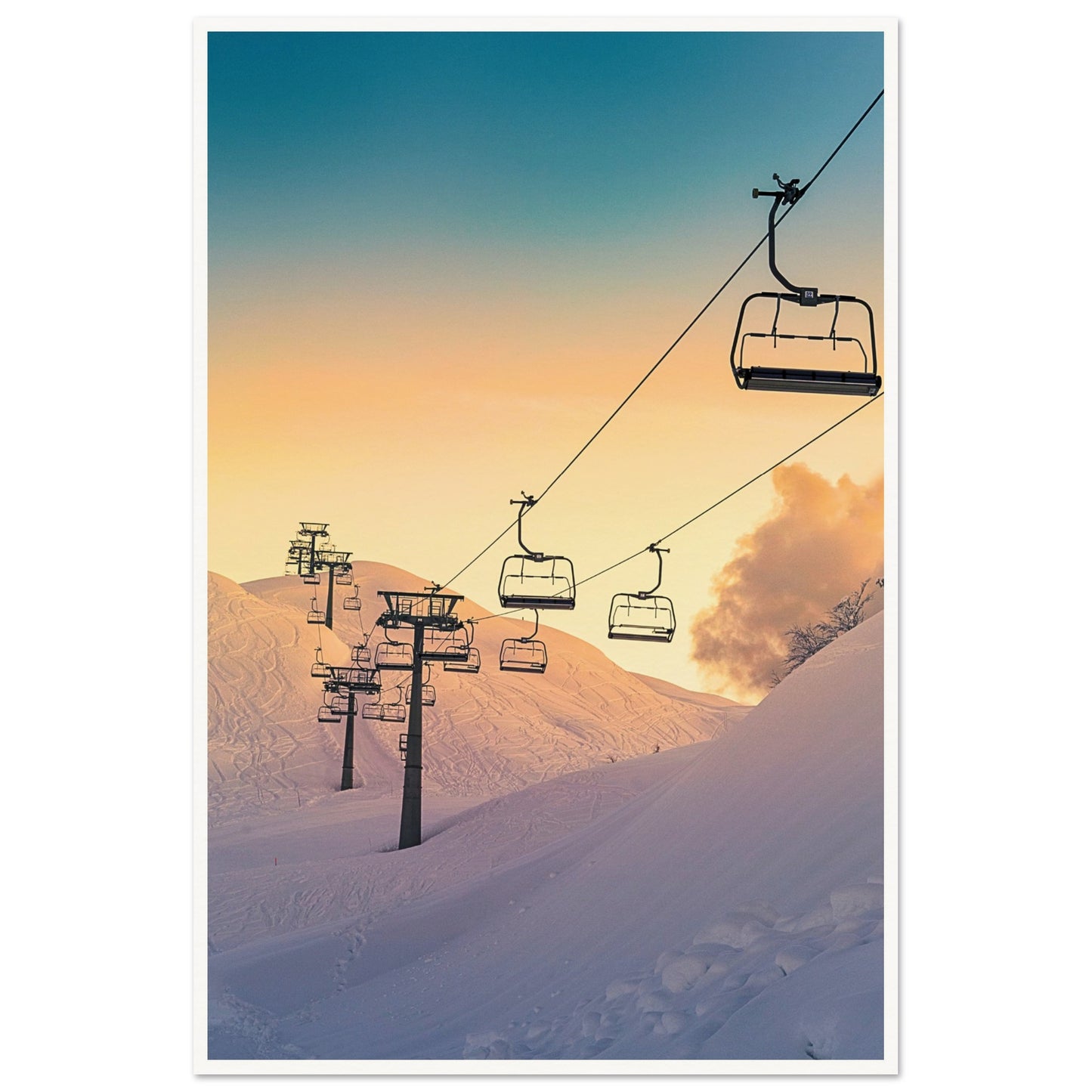 Golden Sunrise Ski Slovenia Poster 60x90 cm 24x36″ Border