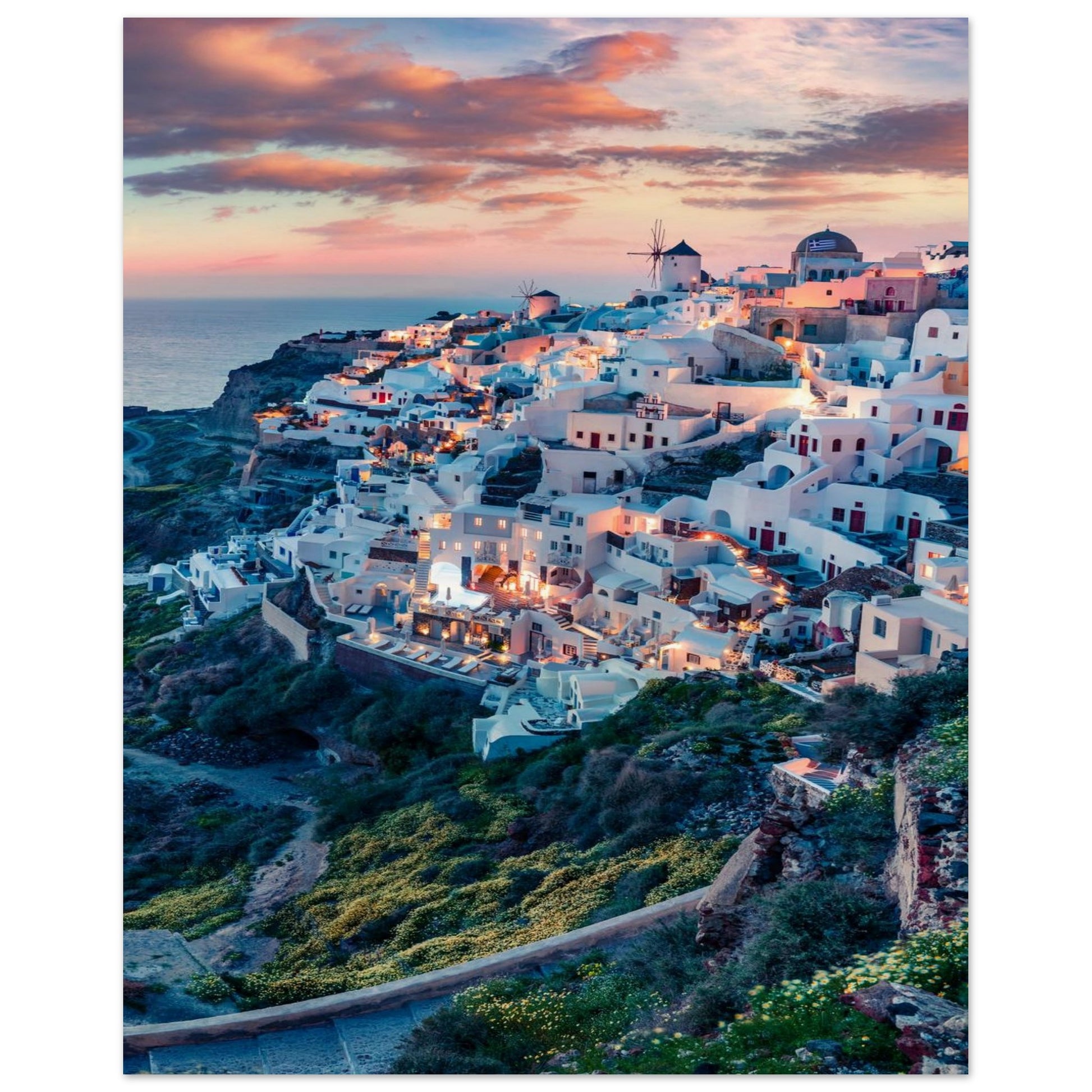 Dusk in Santorini Poster