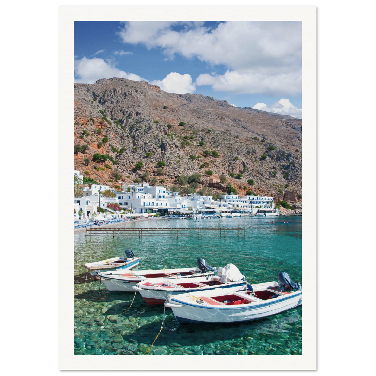 A Few Boats in Crete Poster 21x29.7 cm 8x12" Border